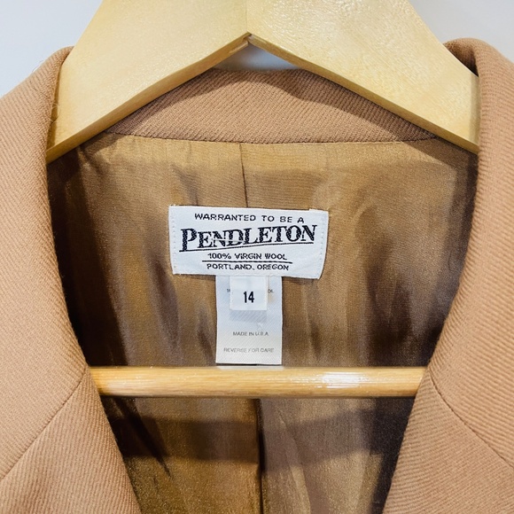 Gorgeous Pendleton Vintage 100% Virgin Wool Blazer Camel Jacket Women's 14 - Picture 5 of 9